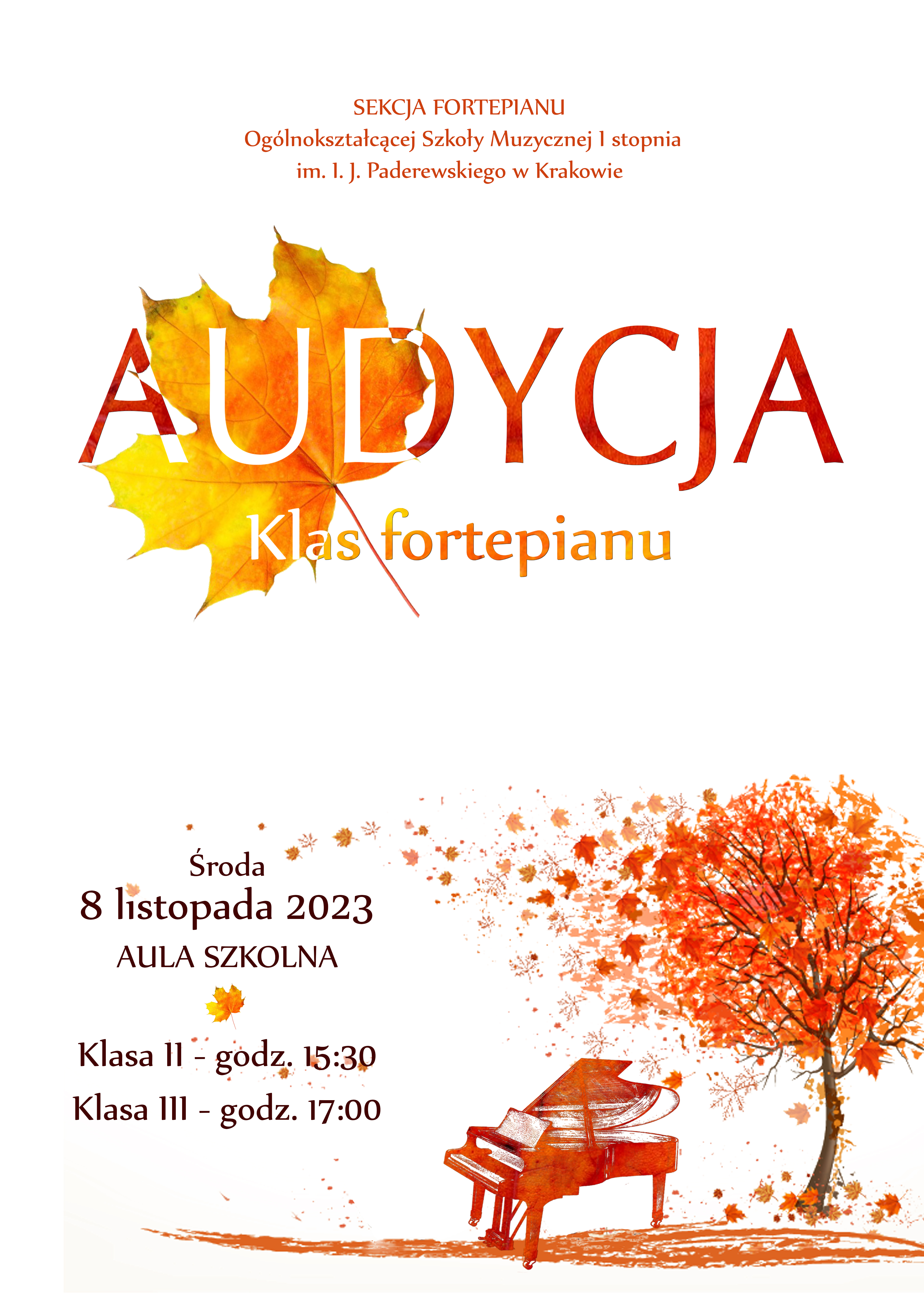 Audycja klas fortepianu